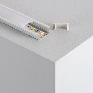 Perfil de Aluminio Empotrable con Tapa Continua para Doble Tira LED hasta 18 mm