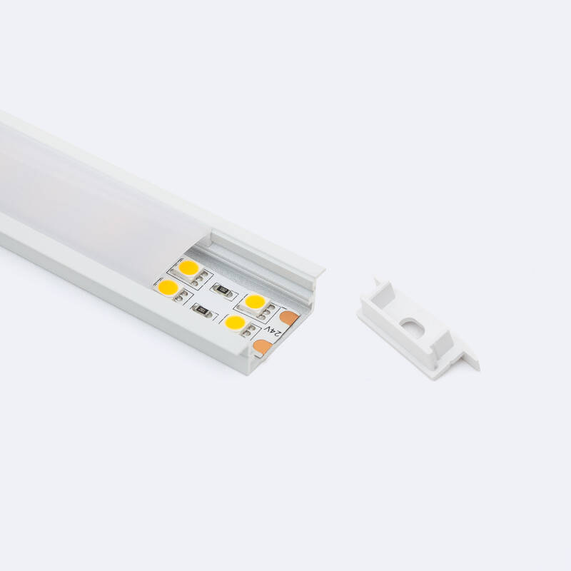 Producto de Perfil de Aluminio Empotrable con Tapa Continua para Doble Tira LED hasta 18 mm