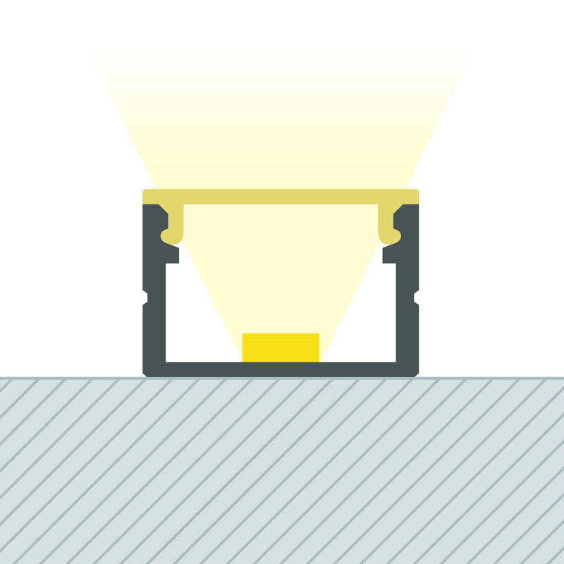 Producto de Perfil de Aluminio Superficie con Tapa Continua para Tira LED hasta 15 mm