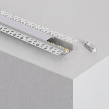 Perfil de Aluminio Integración en Escayola/Pladur con Tapa Continua para Doble Tira LED hasta 20 mm