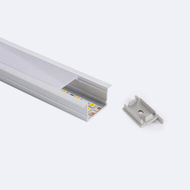 Perfil de Aluminio Empotrable con Tapa Continua para Tiras LED hasta 25 mm