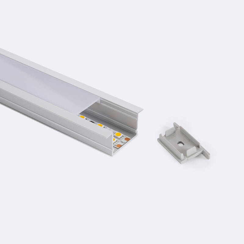 Producto de Perfil de Aluminio Empotrable con Tapa Continua para Tiras LED hasta 25 mm