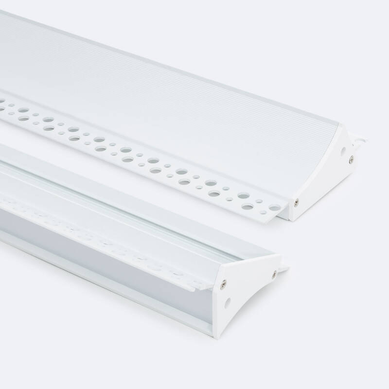 Produto de Perfil de Alumínio Encastrável para Gesso/Pladur com Tampa Contínua para Fita LED até 20mm