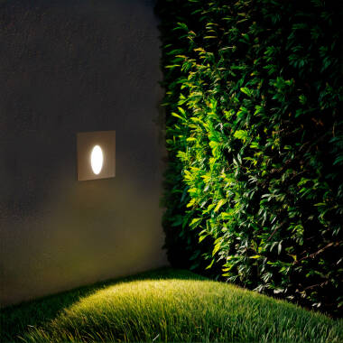 Producto de Baliza Exterior LED 3W Empotrable Pared Cuadrado Blanco Oval Wabi