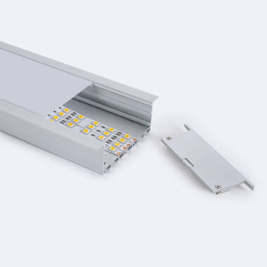 Perfil de Aluminio Empotrable Gran Tamaño con Tapa Continua para Tiras LED hasta 60mm