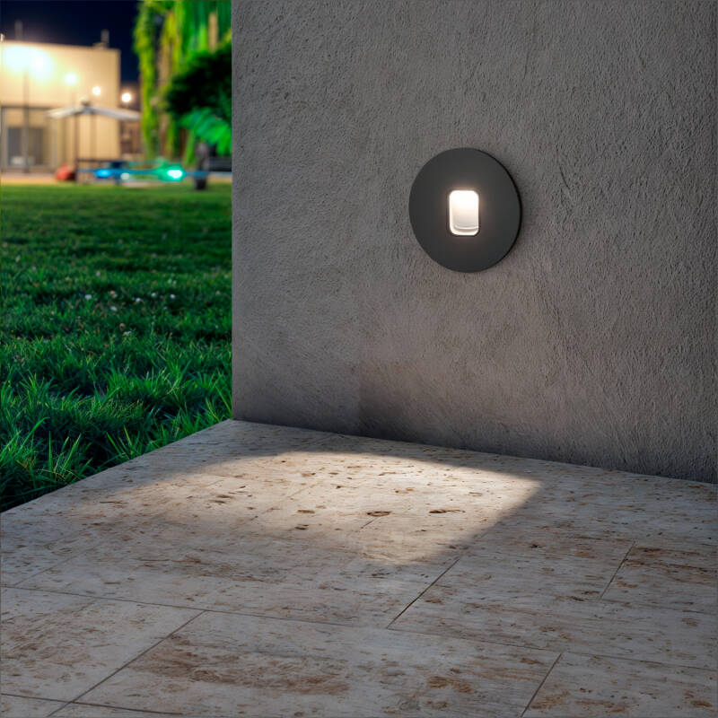 Producto de Baliza Exterior LED 2W Empotrable Pared Circular Gris Grasset