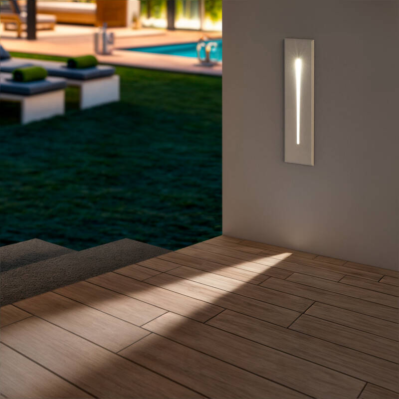 Producto de Baliza Exterior LED 3W Empotrable Pared Rectangular Blanco Lineal Wabi