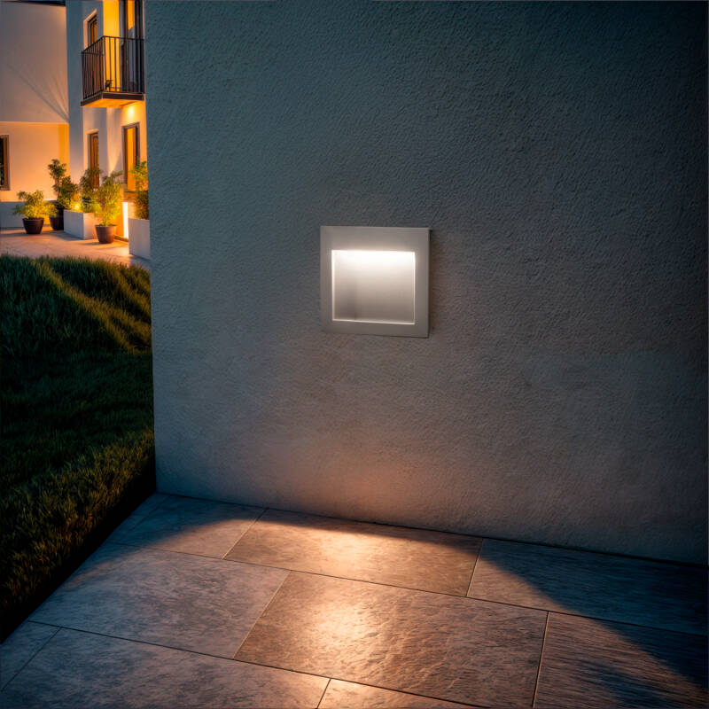 Produto de Baliza Exterior LED 4W Encastrável Parede Quadrada Branca Natt 