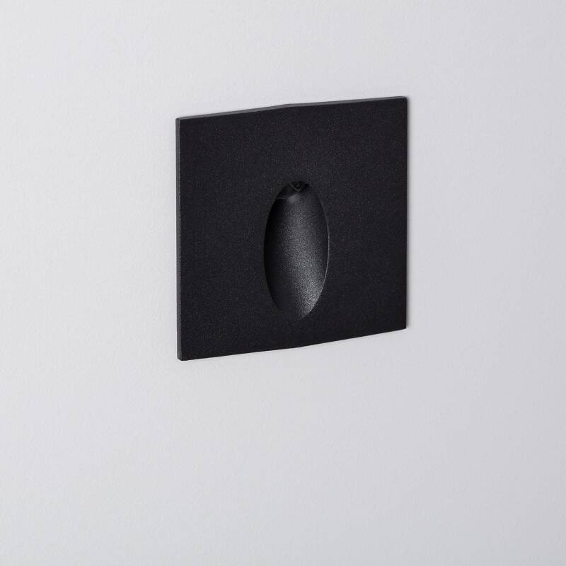 Produto de Baliza de Parede LED 3W de Alumínio Quadrada Oval Wabi Preta