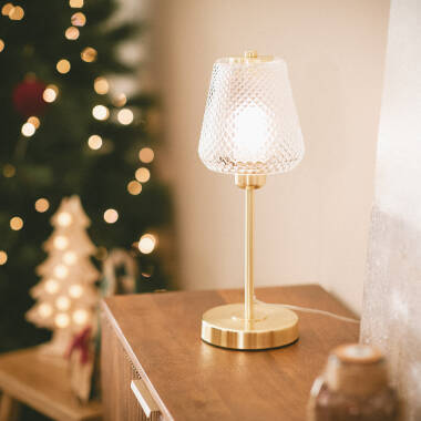 Lámpara de Mesa Metal y Cristal Stiklu