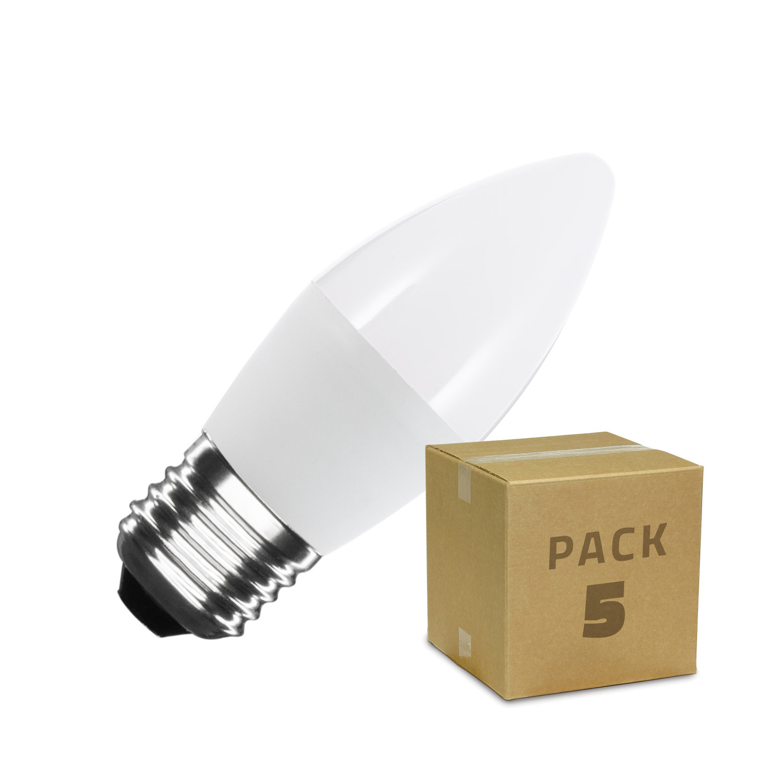 Pack Ampoules Led E27 C37 5w 5 Un Blanc Neutre 4000k 4500k