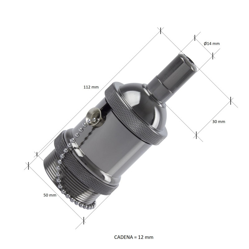 Producto de Portalámparas Metalizado Design con Interruptor para Bombillas LED E27 