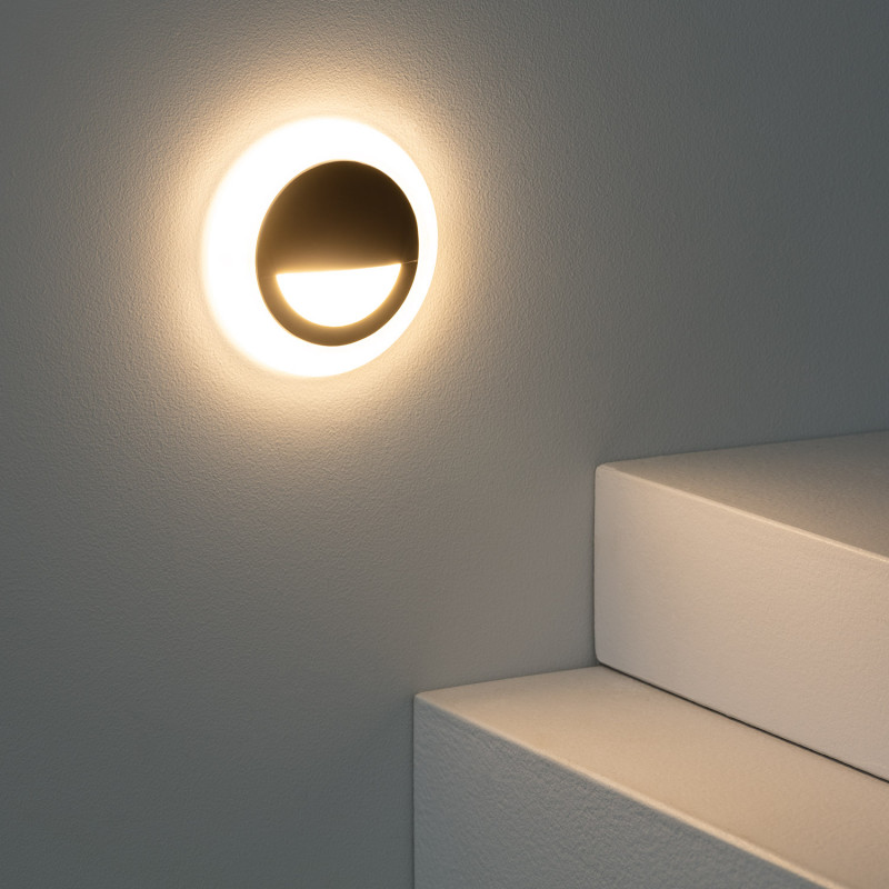 Produto de Baliza de Parede LED 3W de Alumínio Circular Occulare Preta 