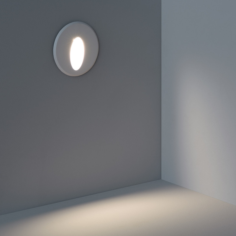 Producto de Baliza Exterior LED 3W Empotrable Pared Circular Blanco Oval Wabi