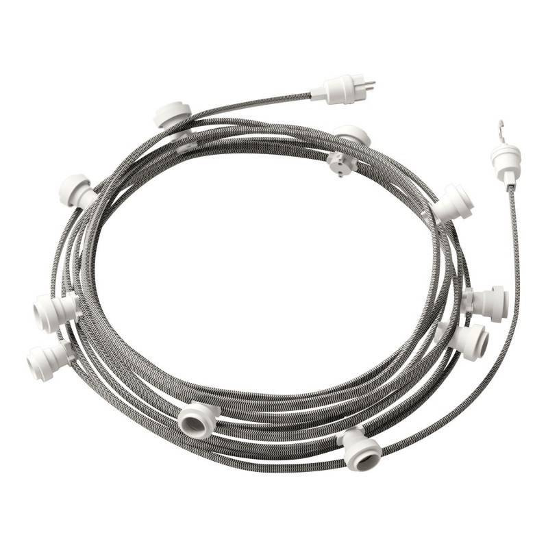 Producto de Guirnalda Exterior Lumet System 12.5m con 10 Portalámparas E27 Blanco Creative-Cables CATE27B125