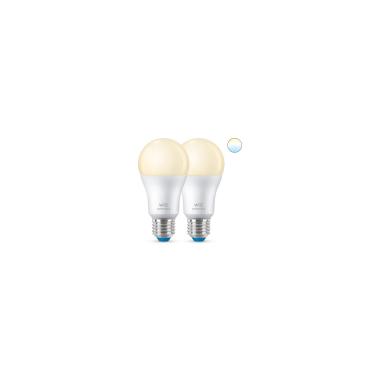 Pack 2 Lâmpadas Inteligentes LED E27 8W 806 lm A60 WiFi + Bluetooth Regulável WIZ