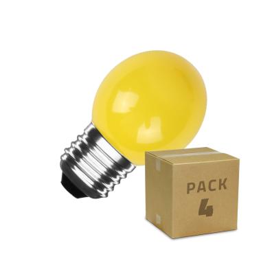 Pack 4 Bombillas LED E27 3W 300 lm G45 Amarillo