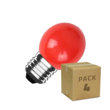 Pack 4 Bombillas LED E27 3W 300 lm G45 Rojas