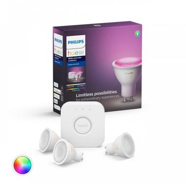 Kit Inicio Bombillas Inteligentes LED GU10 3x4.3W 350 lm PHILIPS Hue White Color