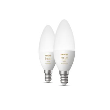 Pack 2 Bombillas Inteligentes LED E14 5.2W 470 lm B39 PHILIPS Hue White