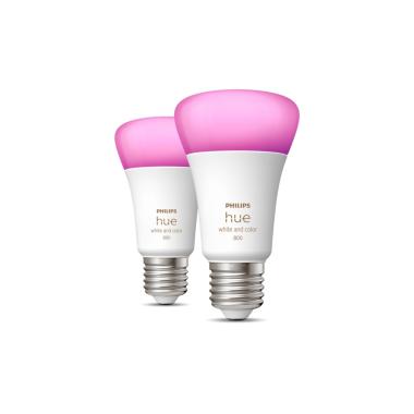 Pack 2 Bombillas Inteligentes LED E27 6.5W 570 lm A60 PHILIPS Hue White