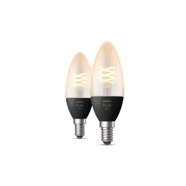 Pack 2 Lâmpadas Filamento LED E14 4.5W 300 lm B35 PHILIPS Hue White