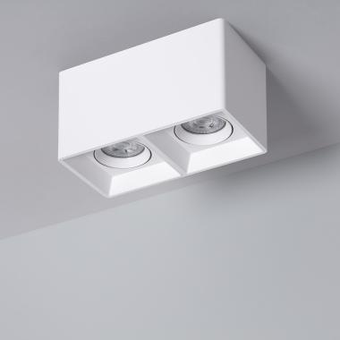 Aplique de Teto Quadrado Duplo Branco com Lâmpada GU10 Space