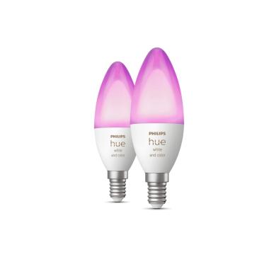 Pack Bombillas Inteligentes LED E14 2x4W 470 lm B39 PHILIPS Hue White