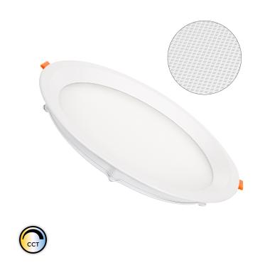 Placa LED 20W CCT Seleccionável Circular Slim Microprismático (UGR17) LIFUD Corte Ø 205 mm