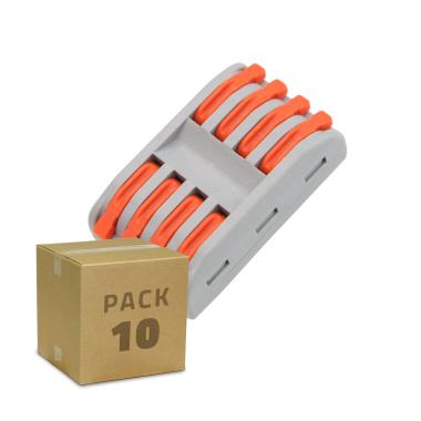 Pack 10 Conectores Rápidos 4 Entradas e 4 Saídas SPL-4 para emenda de Cabo Eléctrico 0,08-4mm².