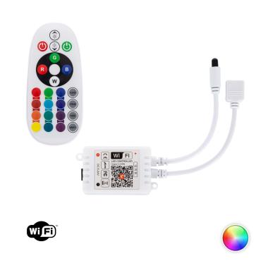 Controlador Regulador WiFi Fita LED RGB 12/24V DC com Comando IR