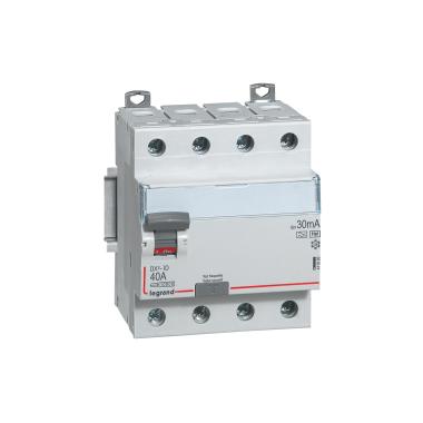 Interruptor Diferencial Industrial Superinmunizado 4P 30mA 40A 10kA Clase AC LEGRAND DX³ Hpi 411695