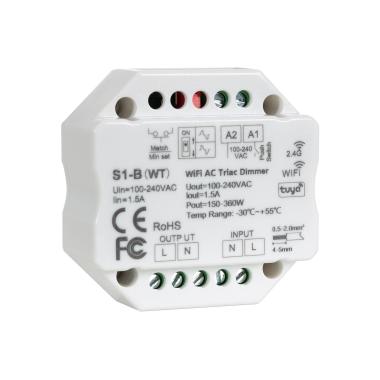 Interruptor Regulador LED WiFi TRIAC Compatible con Pulsador y Mando RF