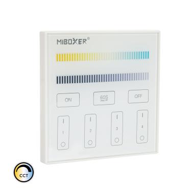 Controlador RF 220-240V AC de Parede para Regulador LED CCT 4 Zonas RF MiBoxer T2