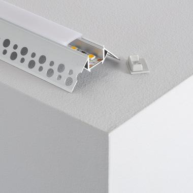 Perfil de alumínio para integração de Gesso/Pladur para Canto Externo de Fita LED até 8 mm