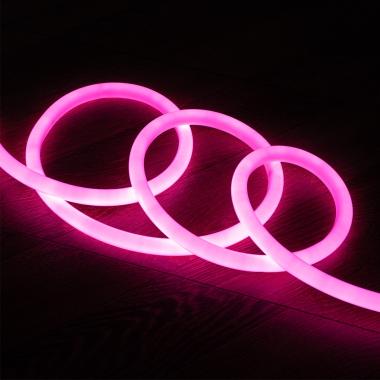 Fita Neon LED Regulável 220V AC 120 LED/m Circular 360 Rosa IP67 à Medida Corte a cada 100 cm