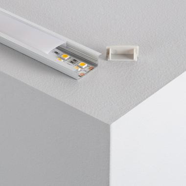 Perfil de Aluminio Empotrable con Tapa Continua para Doble Tira LED hasta 18 mm