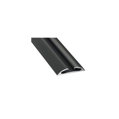 Perfil de Aluminio Superficie Semicircular 2 m Negro para Doble Tira LED hasta 12 mm