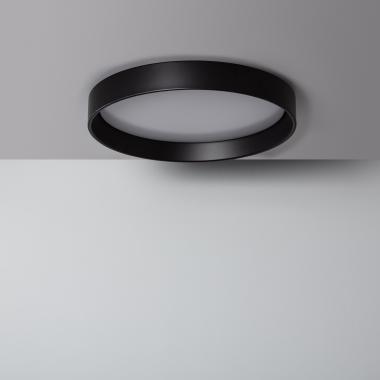 Plafón LED 30W Circular Metal Ø550 mm CCT Selecionável Preto Design