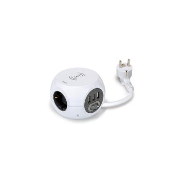 Base Múltipla Combiball com Carregamento Inalámbrico 3 Tomadas Tipo F Schuko + 3 USB-A 1.4m SIMON BM516302