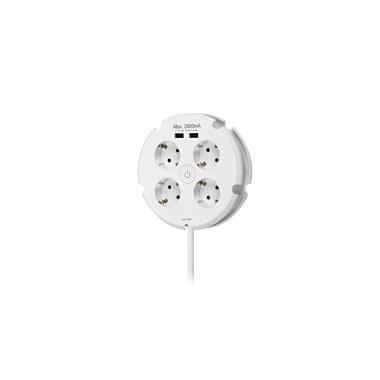 Base Múltiple 4 Enchufes Tipo F Schuko + 2 USB-A 1.5m  SIMON BM642103