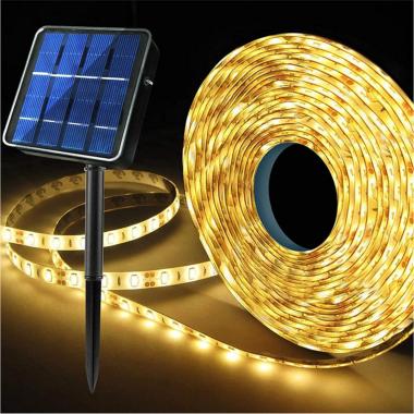 Fita LED Exterior Solar 3V DC 30LED/m 5m IP65 Largura 8mm Corte a cada 3cm