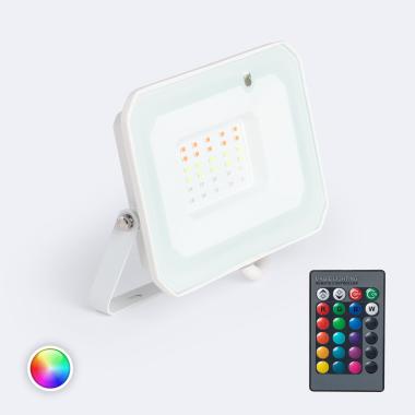 Foco Projetor LED 30W IP65 RGBW com Comando IR